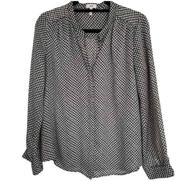 Joie Mintee Black White Caviar Houndstooth Blouse  Size XS - Picture 4 of 4